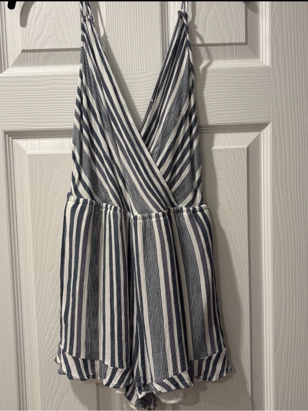 Blue and White Striped Romper